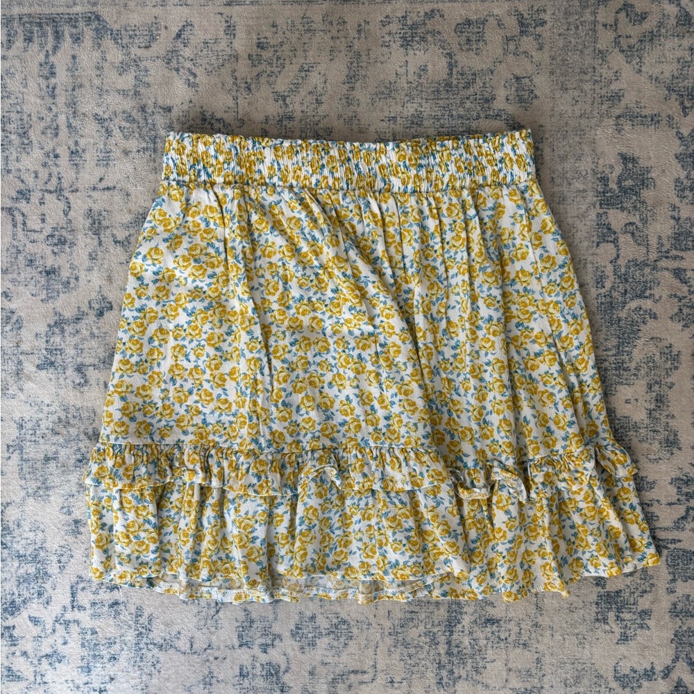 Ruby & Jenna Floral Yellow and Blue Women's Skirt